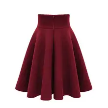 Женская шерстяная юбка, осень, теплая, зима, высокая талия, уплотненная, плиссированная, трапециевидная, тонкая, s, миди юбки с подкладкой, Faldas Saia Longa