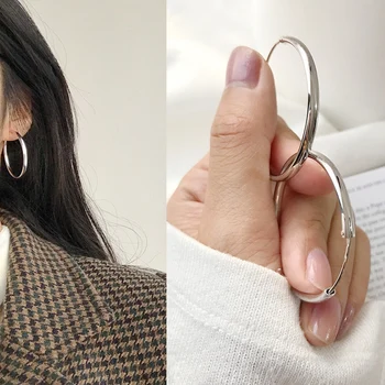

Korean personality hollow aperture round large earrings fashion jewelry for women 925 sterling silver hoop earrings