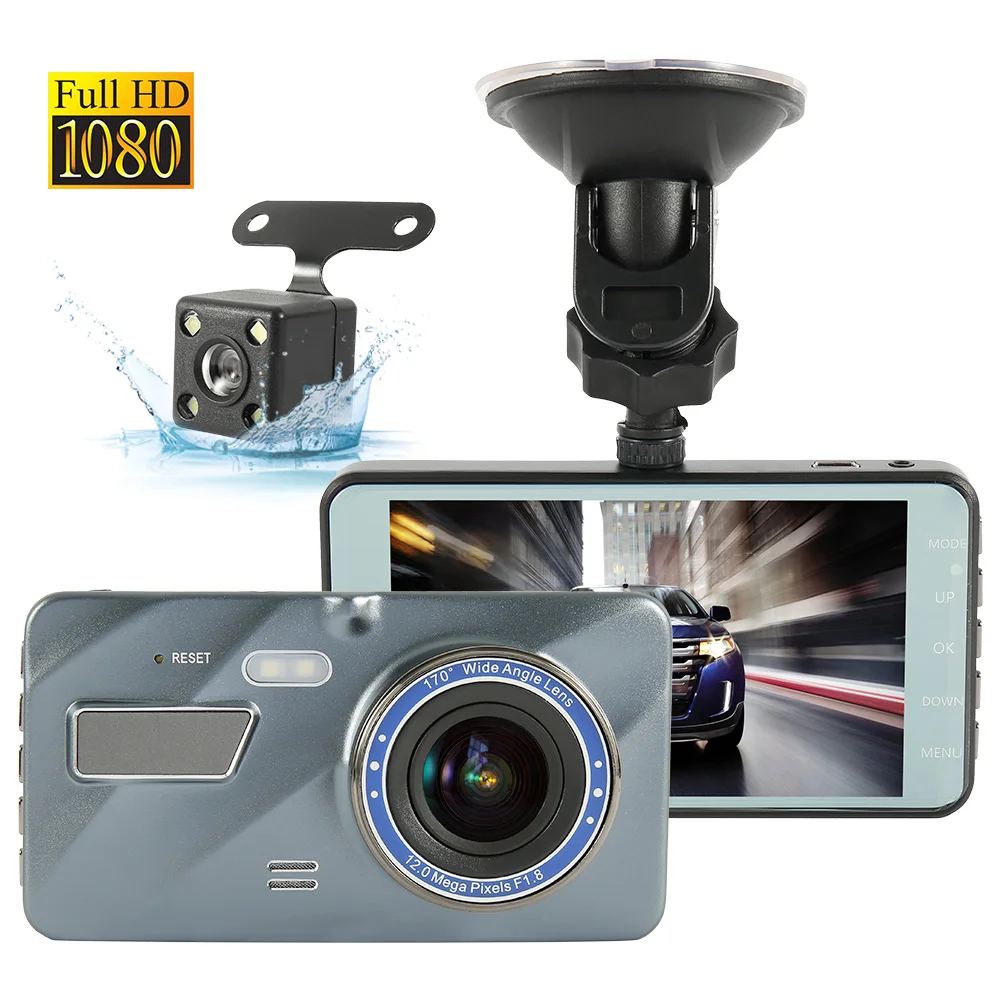 Двойной объектив Full HD 1080P 4 &quotips Автомобильный видеорегистратор Автомобильная