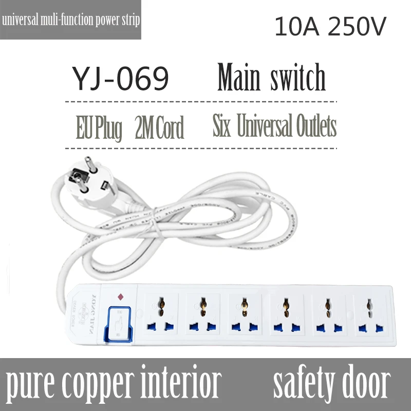 

DIY Power Strip Multi Plug Universal Outlet Socket USB Extension 2M Cable Electric Socket With Switch 10A 2000W Network filter