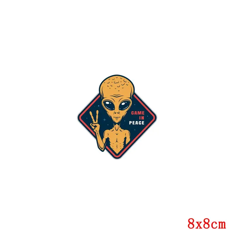 Space Aline Patch Iron On Transfers For Clothing Spacecraft UFO Thermo Stickers On Clothes For Kids Stickers Heat Transfer DIY - Цвет: TH1912