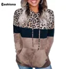 Cashiona 2020 Women Hoodie Sweatshirts Autumn Long Sleeve Patchwork Color Leopard Printed Tops Plus size Femme Casual Sweatshirt 5