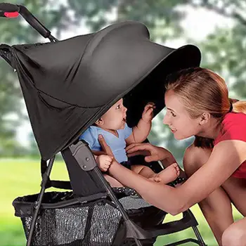

Black Pushchair Sun Shade Canopy Lycra Fabric Stroller Cover Buggy Hood Stroller Accessories with Zipper Skylight