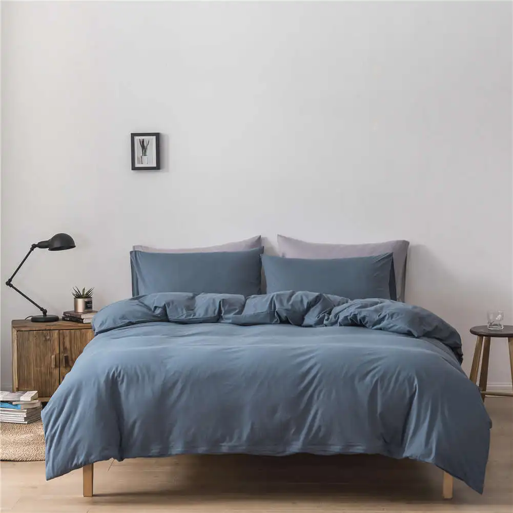 

claroom bed linen Solid color bedding set Pure cotton A/B double-sided quilt cover pillowcase DS55#