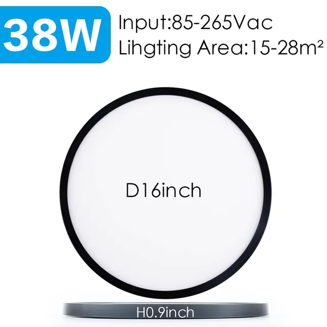 20inch Large Bedroom Ceiling Led Ceiling Lamps Room Lights Lighting Fixture Ultrathin Led Ceiling Light For Living Room kitchen Black-16inch-38W