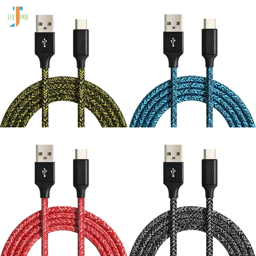 500 шт/партия usb type C кабель ткань из пряжи Быстрая зарядка USB C шнур данных Usb-C зарядное устройство для samsung S10 S9 S8 Xiaomi MI8 Redmi Note7