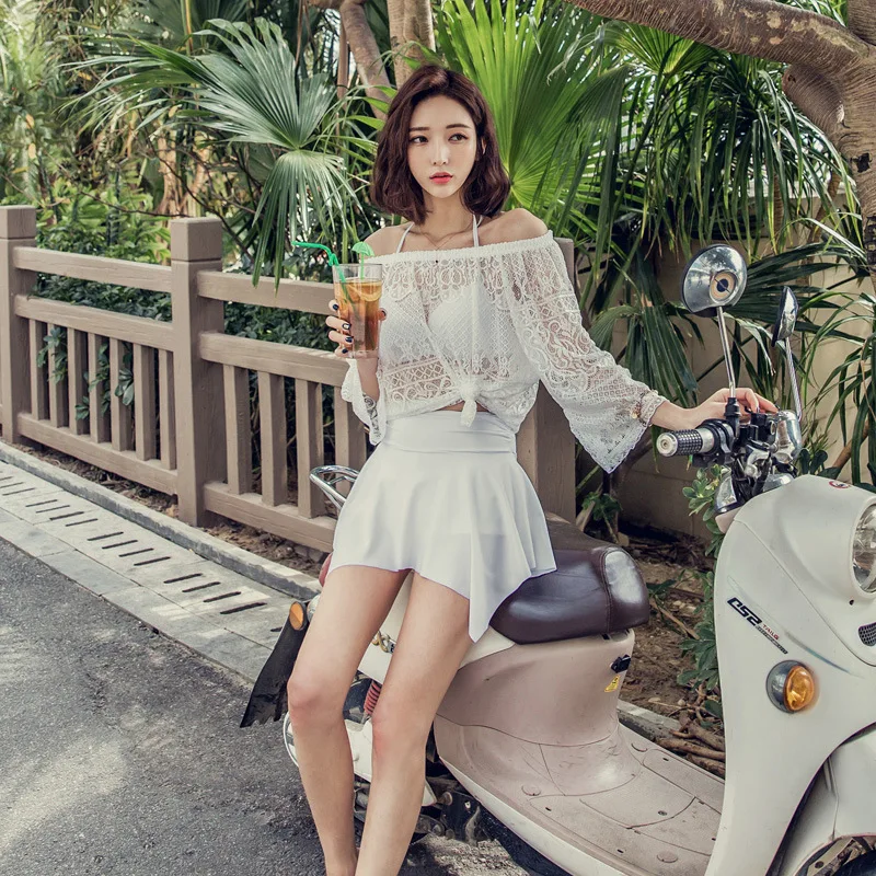 

Bathing Suit Women's Bikini Three-piece Set Small Bust Gathering-Slimming South Korea Graceful Hot Springs Tour Bathing Suit Wom