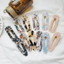 2 предмета для девочек в японском стиле полые геометрические боковые заколки для волос цвет мрамор текстура печать Корейская шпилька аксессуары для волос