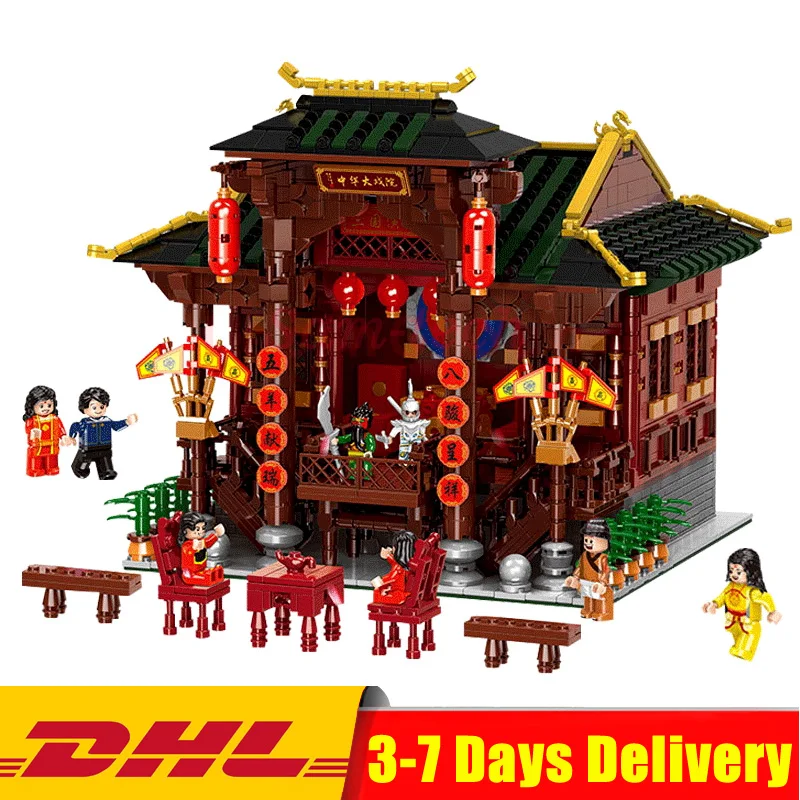 

IN Stock XINGBAO 01020 3820Pcs Chinese Style Building The Chinese Theater Set Building Blocks Bricks Kids Toys