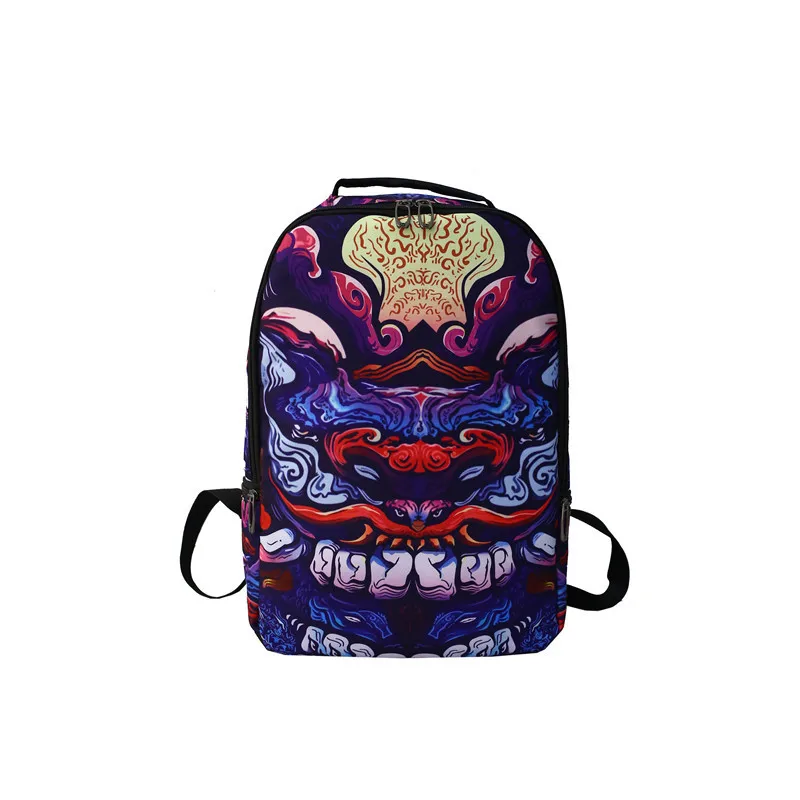 Hell devil Индивидуальность бренд tide двойной плечо женская мода холст креативный печать ha Xi Рюкзак Студенческая сумка женская - Цвет: Hell devil