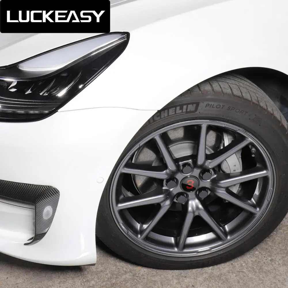 LUCKEASY комплект модификации крышки ступицы для Tesla модель 3 автомобиль Центр колеса логотип декоративная крышка и колеса автомобиля винт крышка комплект