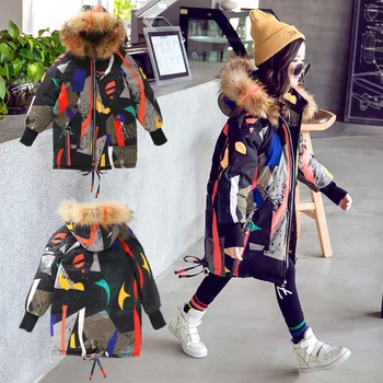 

Girls Winter Coat Children Parkas Winter Jackets 2019 Fur Hood Kids Snowsuits Long Thick Warm Down Outerwear Teenage 6 8 10 Year