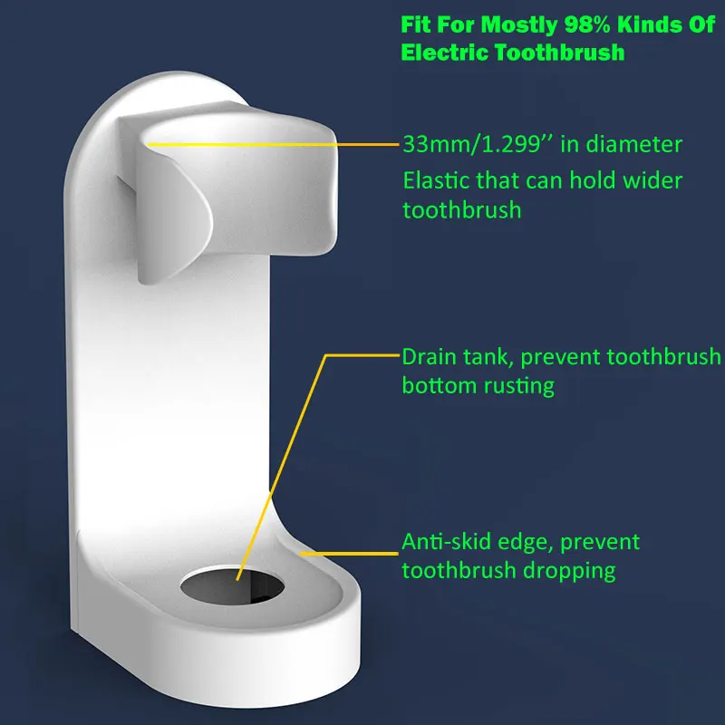 Electric Toothbrush Holder Stand Detachable Wall Mounted Bathroom Counter Stand with Sticker for 90% Electric Tooth Brushes Electric Toothbrush Holder Stand Detachable Wall Mounted Bathroom Counter Stand with Sticker for 90% Electric Tooth Brushes