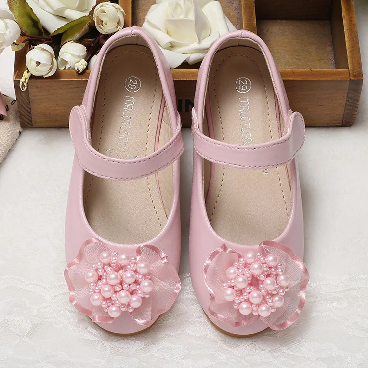 

New Style Korean-style Small Leather Shoes Rubber Sole Shoes Girls Pearl Princess Shoes Children's Shoes