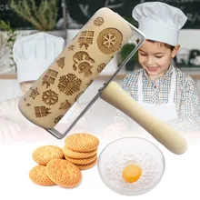 Деревянные рождественские тиснения Скалка Выгравированные DIY Инструменты для выпечки печенья Детские Бытовые аксессуары Новые поступления