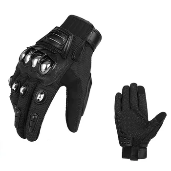 

1pair Outdoor Motorcycle Gloves Protective Durable Gear Accessories Racing Sports Fashion Touch Screen Full Finger Alloy Steel