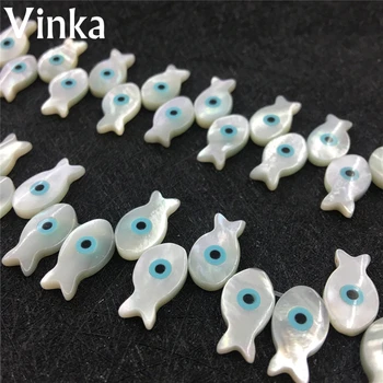 

300pcs/lot Hot Wholesale 8*15mm Natural Mother Of Pearl Shell Fish Shape With Hole Eye Fashion Shell Eye For Jewelry Accessories