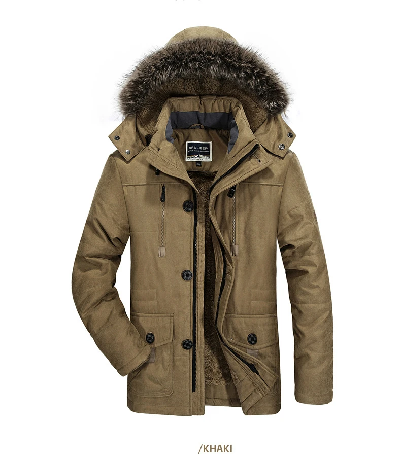 Мужская зимняя одежда с дополнительным флисом, дополнительная толщина, Экстра Размер, пальто средней длины, тонкая шапка, отстегивающаяся повседневная мужская зимняя