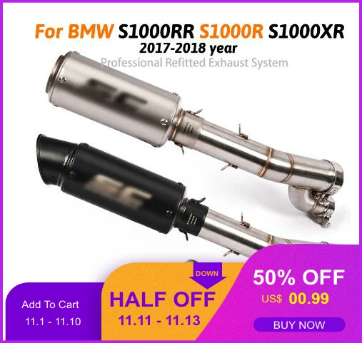 

16%Motorcycle Exhaust Muffler System Middle Pipe Parts Motorbike Exhaust with db killer For BMW S1000RR S1000R S1000XR 2018 2017