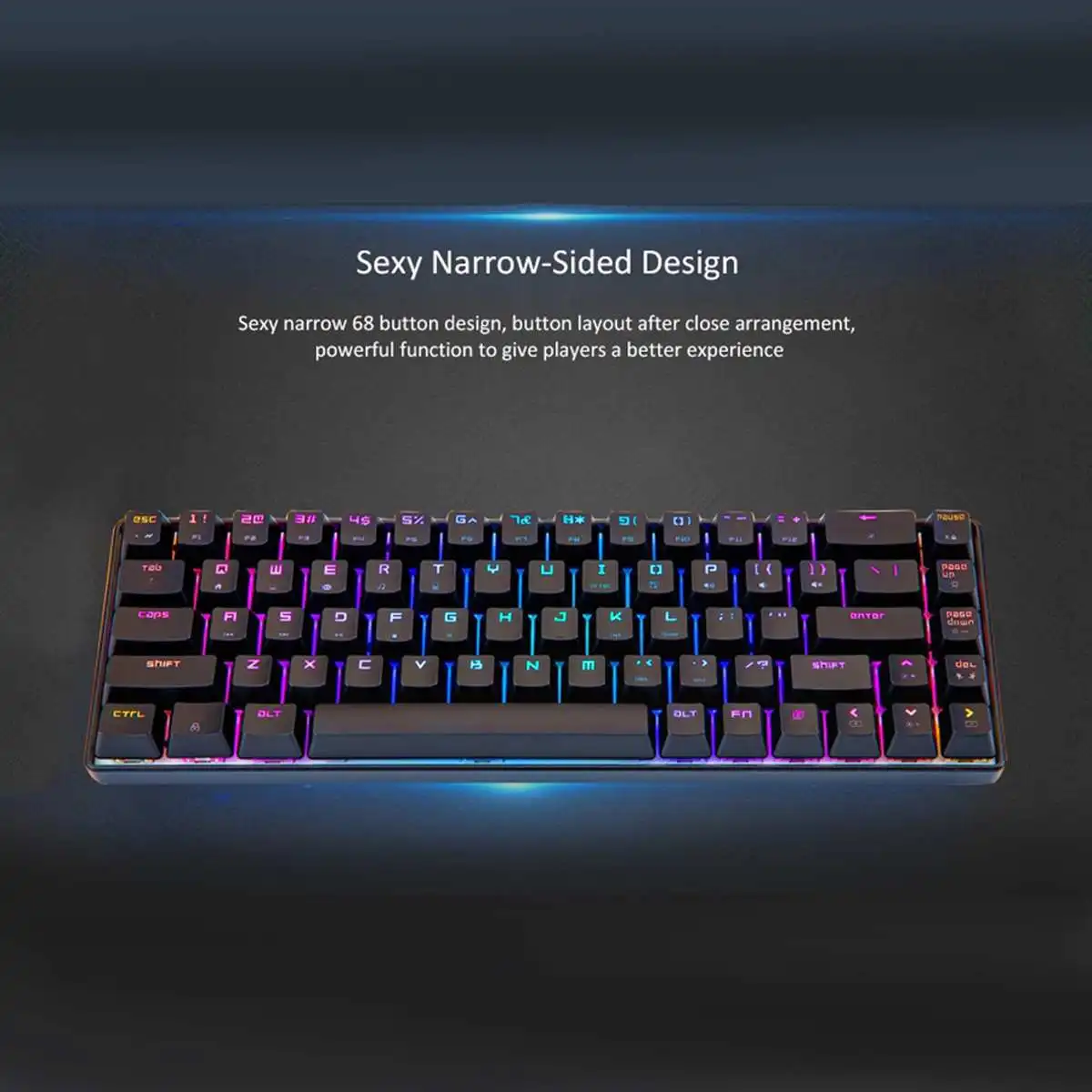 LEORY 68 клавиш USB 2,0 Проводная клавиатура синий переключатель RGB подсветка Механическая игровая клавиатура для ПК ноутбука