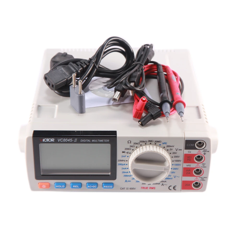 RuoShui 8045 II Bench Top True RMS мультиметр AC DC транзистор измерение емкости HFE Multimetro цифровой