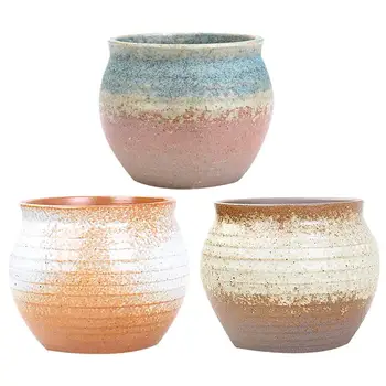 

1 Pc Brethable Durable Retro Portable Succulent Plant Storage Container Ceramic Flowerpot Plant Pots For Dorm Home Office