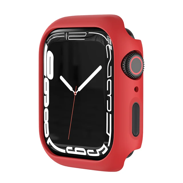 Protective Cover for Apple Watch 7 321 41mm 45mm 42mm 38mm Hard PC Bumper Matte Case Frame Compatible iWatch Se 654 44mm 40mm Red