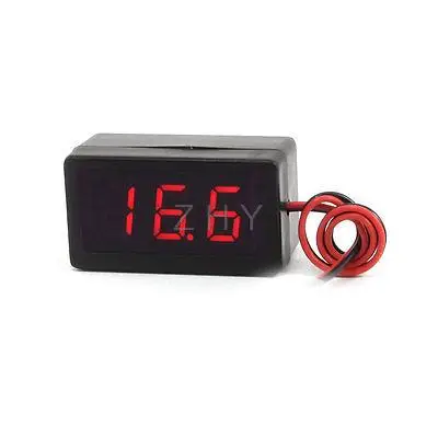 

V42D DC 1.7-25V 3 Digits Red LED Digital Voltmeter Black w 16cm Cable