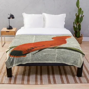 

Drop Shipping Printed Throw Blanket Sherpa Fleece Soft Blanket Flannel Rug Home Decoration For Bed Orange Parrot Dictionary Art