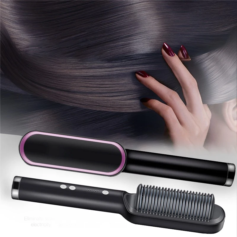 Professional Hair Straightener Temperature Adjustment Ionic Brush Straighteners Hot Comb Curling Iron Hair Curler For Women Hair