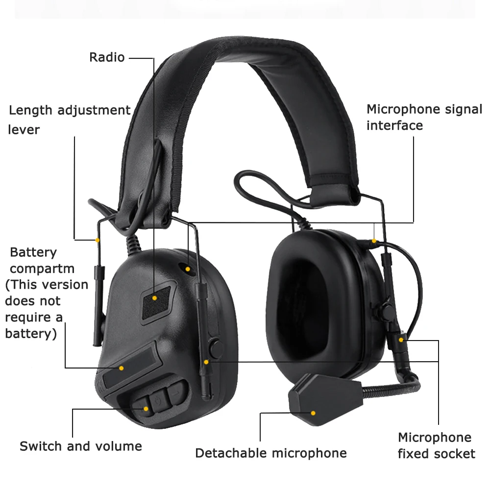 Тактические наушники для наушников, военная съемка, гарнитура для охоты, слуховая Защитная гарнитура, использование с PTT