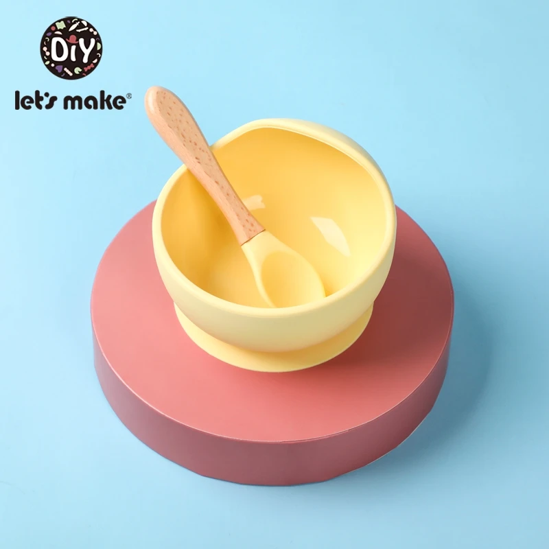 02 Let'S Make 1 набор силиконовых детских бутылочек, водостойкая ложка, Нескользящая силиконовая миска, посуда, детские товары, детская тарелка - Цвет: 02