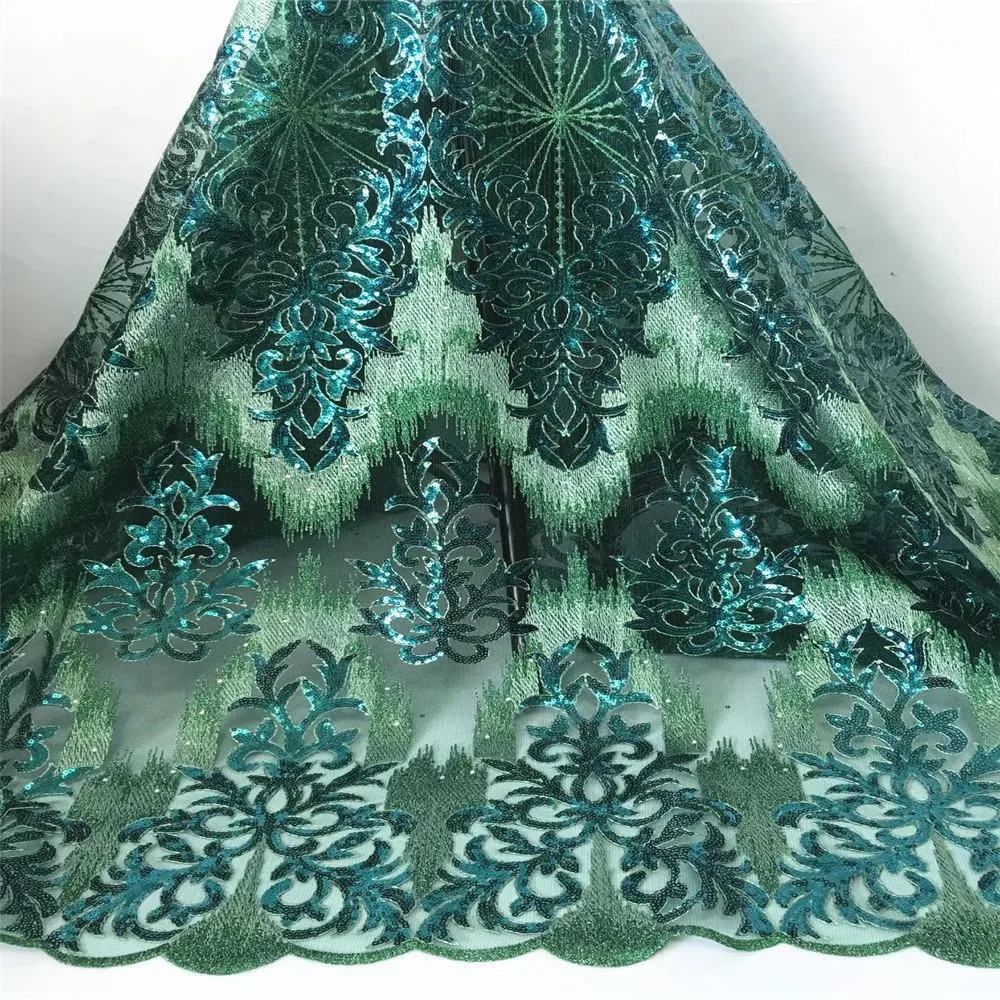 

Nigerian lace fabric 2020 High Quality lace with sequence Latest African French Sequins Tulle Lace Fabric for Wedding