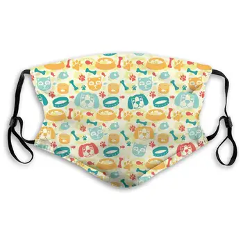 

Paw Pattern Washable Reusable Mask, Anti Dust Half Face Mouth Mask For Kids Teens Men Women With Adjustable Ear Loops