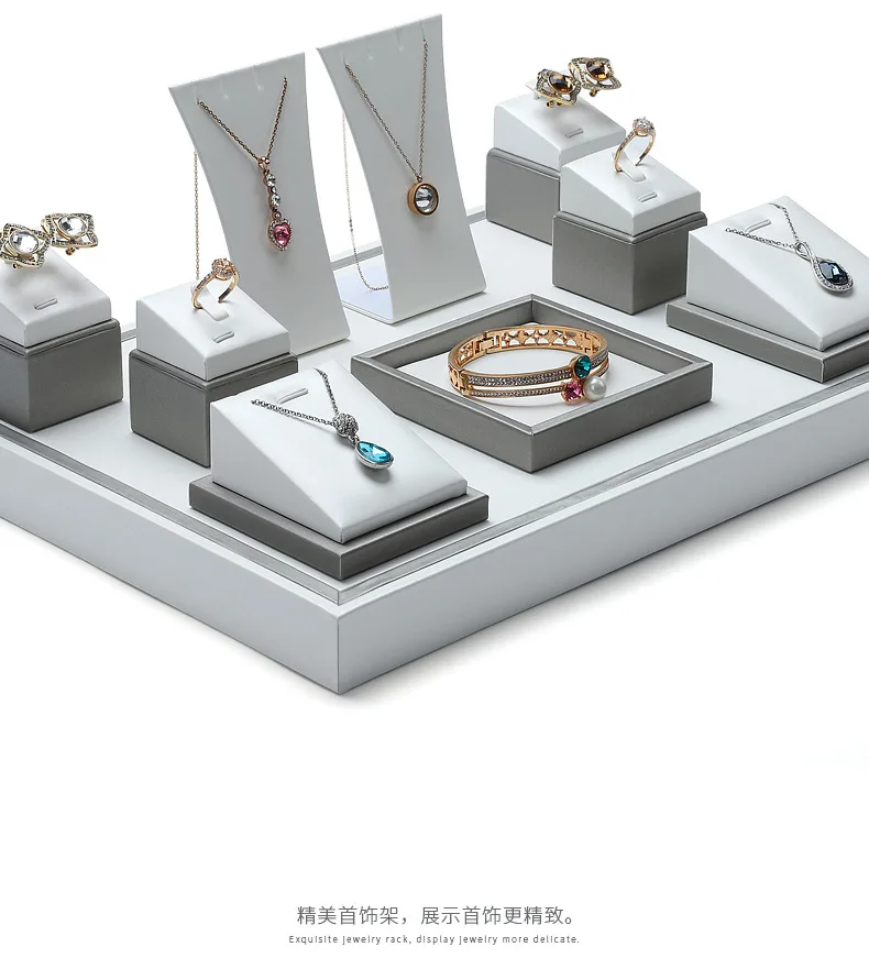 High-grade brushed PU leather jewelry counter display props