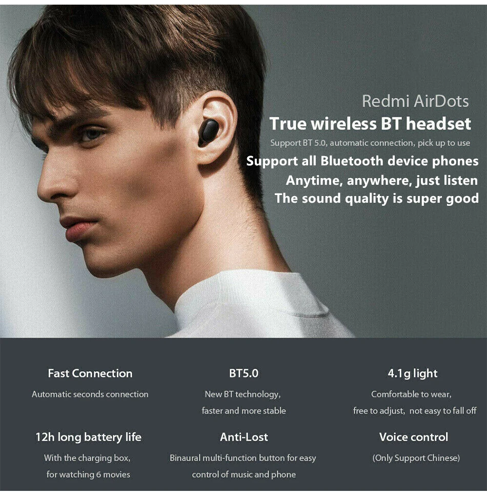 A6s TWS Bluetooth Earphone 5 0 for Redmi Airdots Button Control Waterproof Noise Cancelling Headset gaming PK i7s E6S auriculare