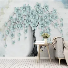 Профессиональные пользовательские обои атмосферные Красивые трехмерные ювелирные изделия цветок стена с изображением дерева