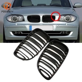 

POSSBAY Car Front Hood Center Grills Matte Black Bonnet Double Line Grille for BMW 1-Series E87 5-door 2006-2013 Facelift
