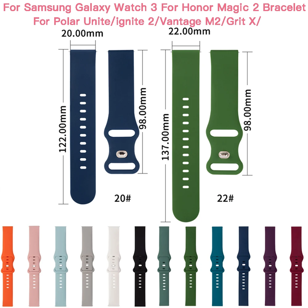

Силиконовый ремешок для часов Polar Unite/ignite 2/Vantage M2/Grit X, ремешок для часов Honor Magic 2, браслет для Samsung Galaxy Watch 3