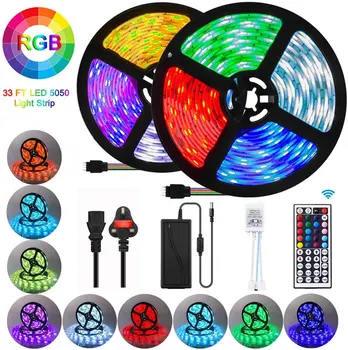 

5050RGB Colorful Lights Strip 12V 44 key Remote Control Decor Waterproof Smart Light Strip 10M/15M/20M Bluetooth Smart LED Strip
