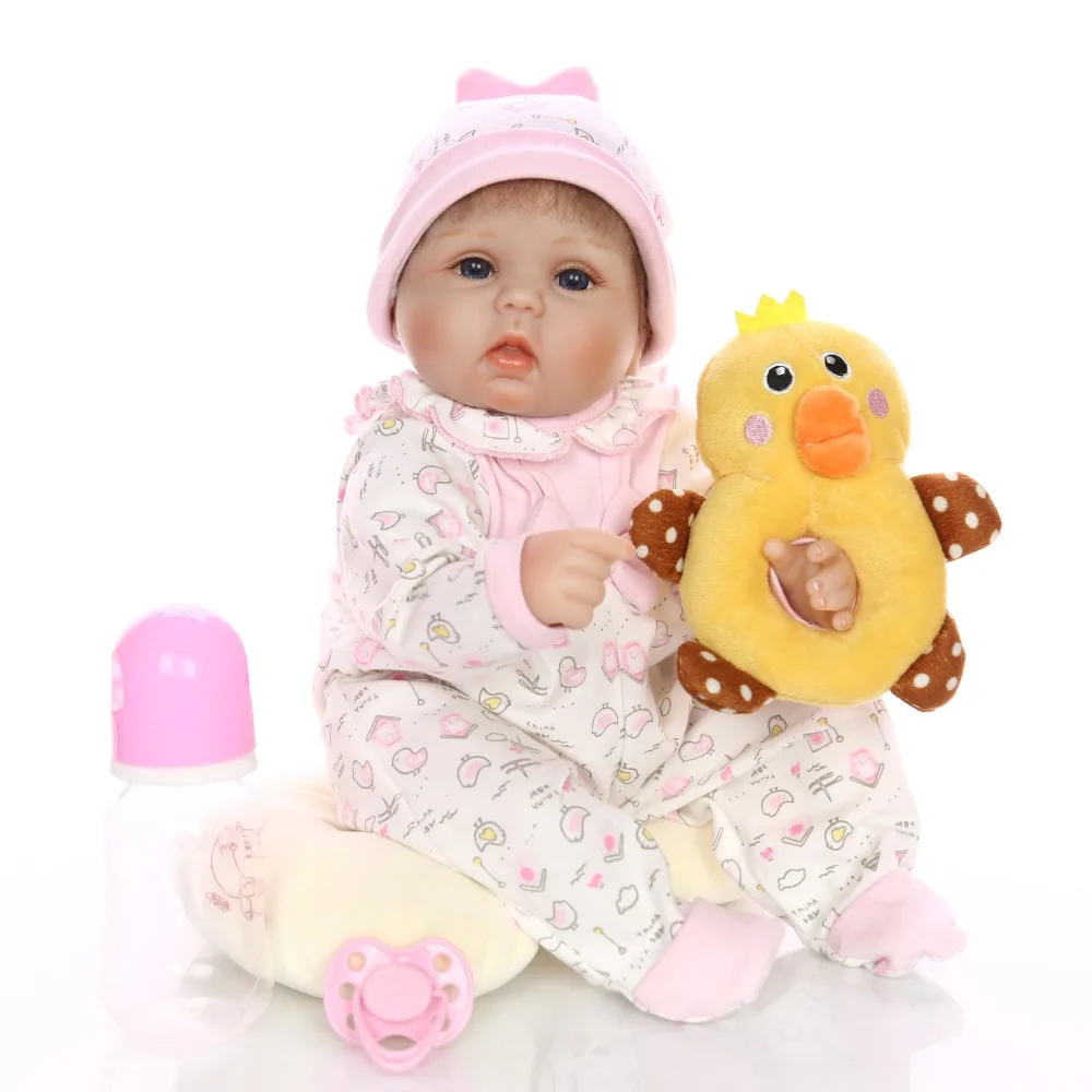 

42cm Bebe Doll Reborn Soft Silicone and stuffing cotton Girl simulation Toy Reborn Baby Early education Doll Gift for Children