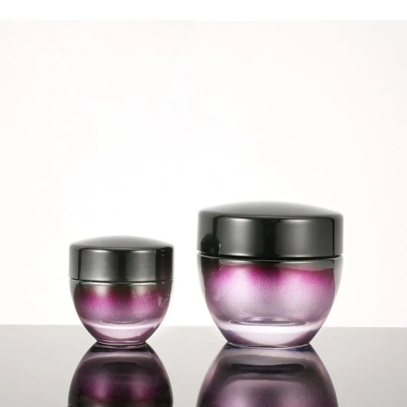 5pcs Refillable Glass bottles Cream lotion cosmetic container travel kits empty Purple bottle with Spray cap or Pump Cap 3