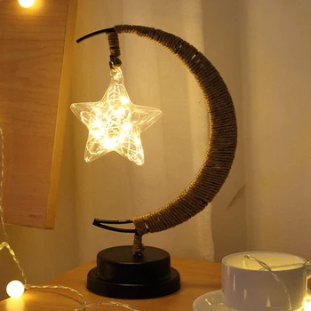 

Led Stars Christmas Gift Handmade Hemp Rope Wrought Iron Night Light Party Room Decoration Light