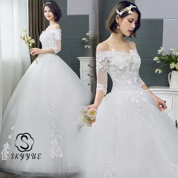 

Skyyue Wedding Dress FR681 Off The Shoulder Bridal Dresses 2020 Appliques Lace Wedding Gowns Embroidery Long Vestidos De Novia