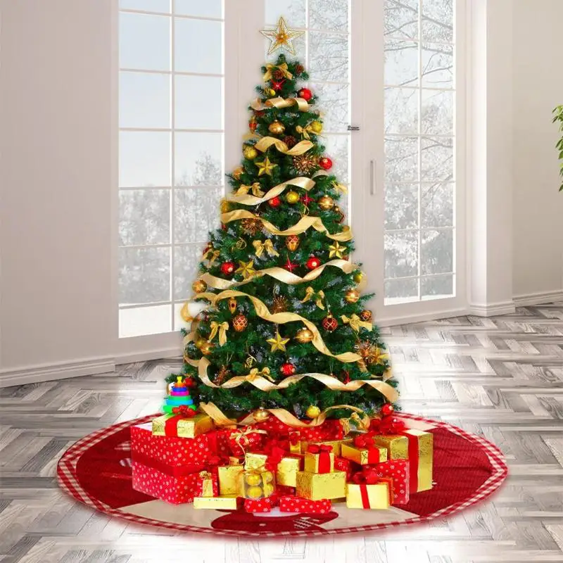 Soft Red Christmas Tree Skirts Round Plush Cloth Lace Velcro Apron Blanket Mat Cover Home Party Decorative Supplies Beautiful | Дом и сад