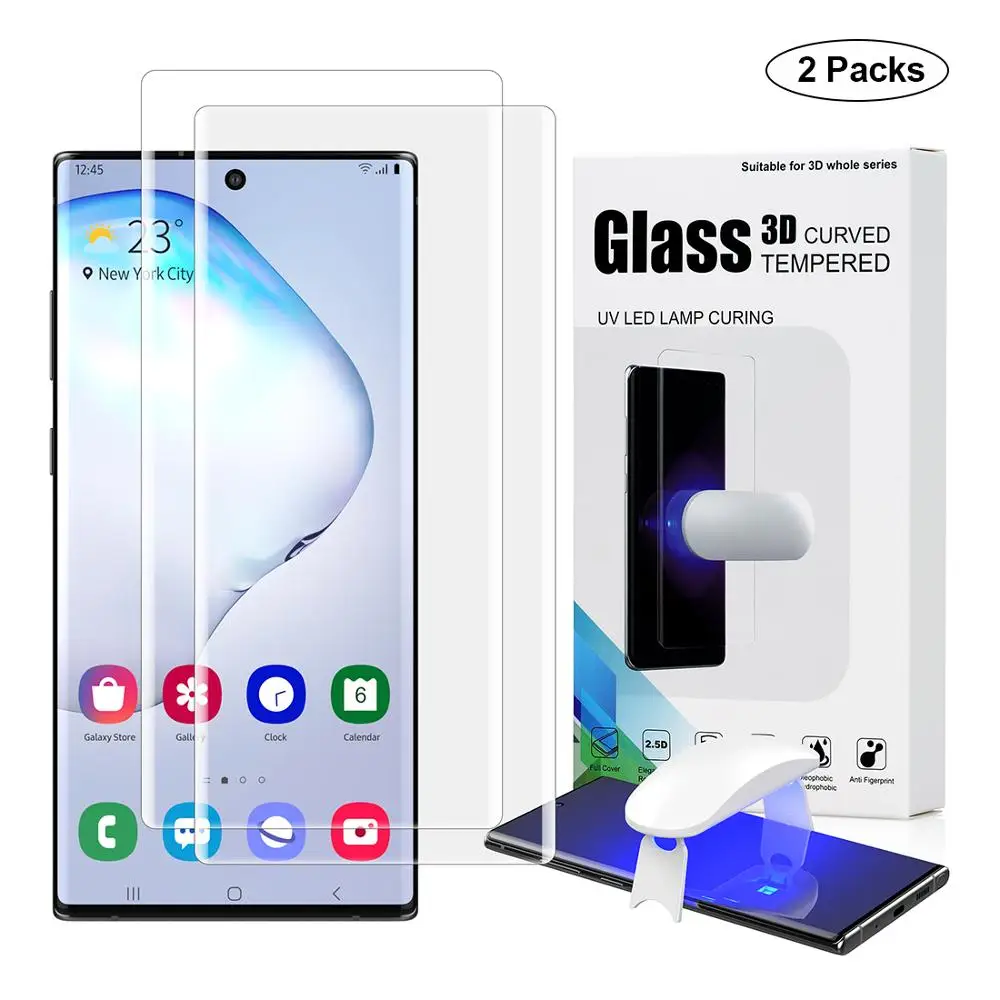 Screen Protector with fingerprint unlock for Samsung Galaxy Note 10 Plus UV Glass film full cover for Note 10 tempered glass