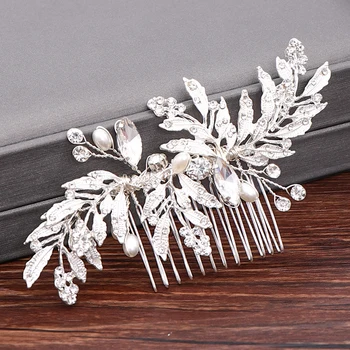 Wedding Hair Combs Bridal Hair Accessories For Women Hair Jewelry Silver Color Pearl Rhinestone Head Jewelry Women Accessories 6