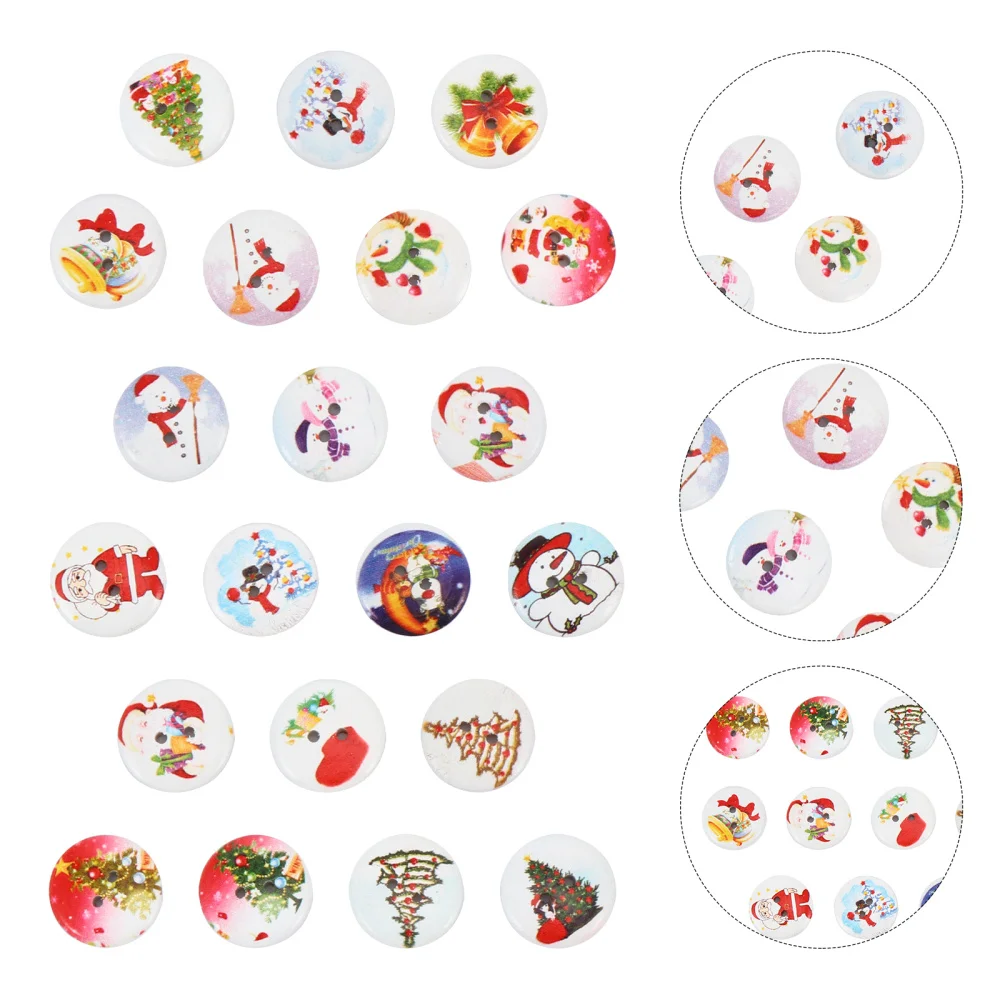

100pcs Decorative Christmas 2 Holes Round Buttons Clothes Button Sewing Button for Sweaters