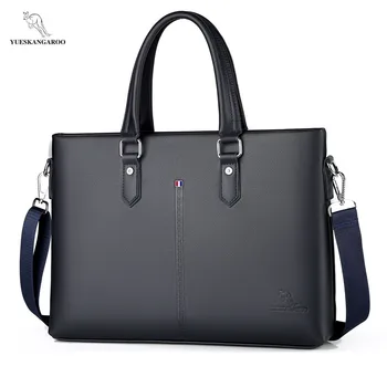 

YUESKANGAROO New Leather Men Bags High Quality Laptop Business Crossbody Briefcase Handbag Zipper Shoulder Messenger Bag