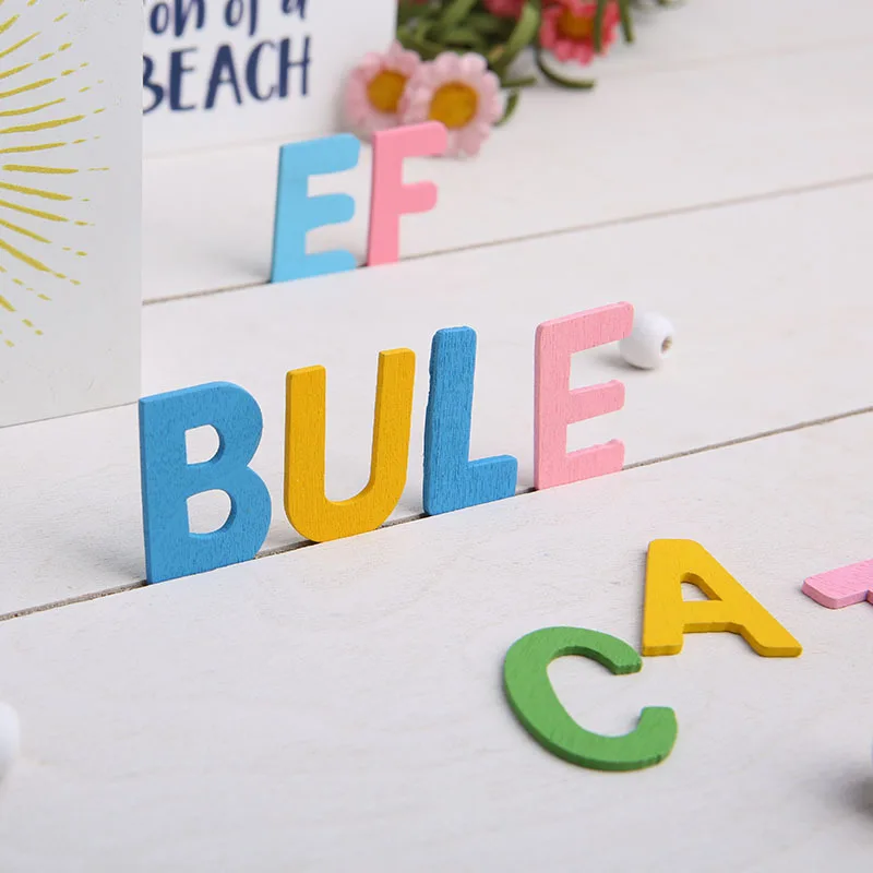 130PCS Early Education Color/Log Color Alphanumeric Wood Chip Educational Toys Learning English Alphabet DIY Wood Chip Kids Toys 3